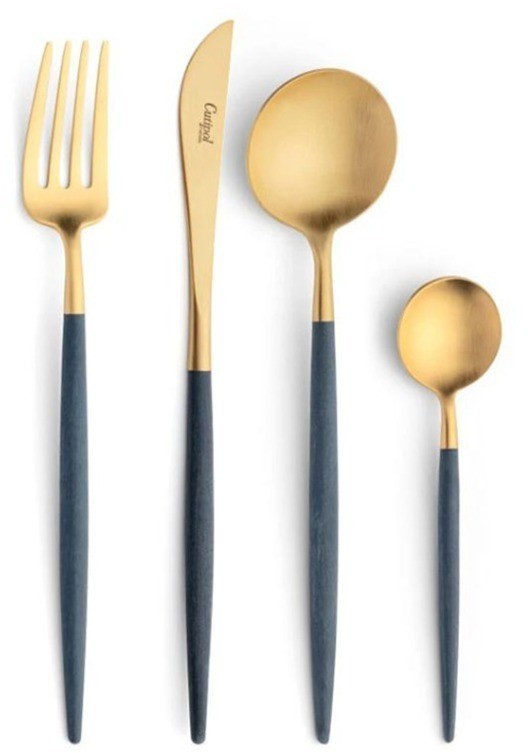 Вилка десертная GO.07BLEGB, нержавеющая сталь 18/10, композитный материал, blue/gold, CUTIPOL