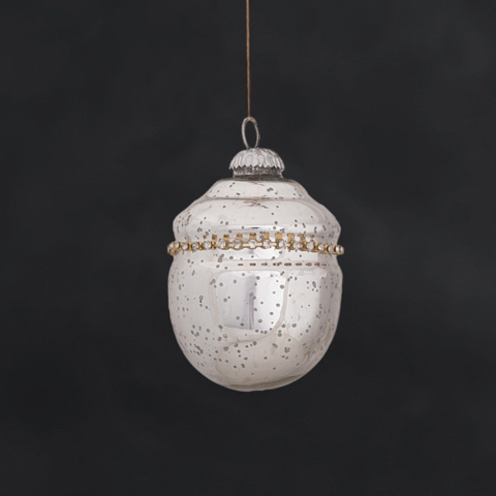 Новогодняя игрушка ATJ 578, стекло, Antique silver, RESTORATION HARDWARE