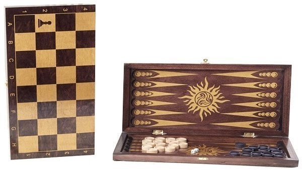 Игра 2в1 малая венге, рисунок золото (нарды, шашки) "Классика" (400*200*40) (46153)