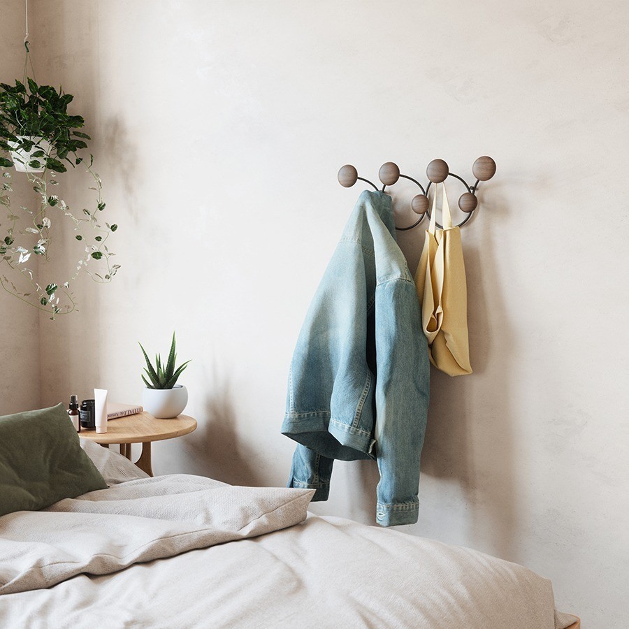 Вешалка настенная dotsy, черная/орех (75777)