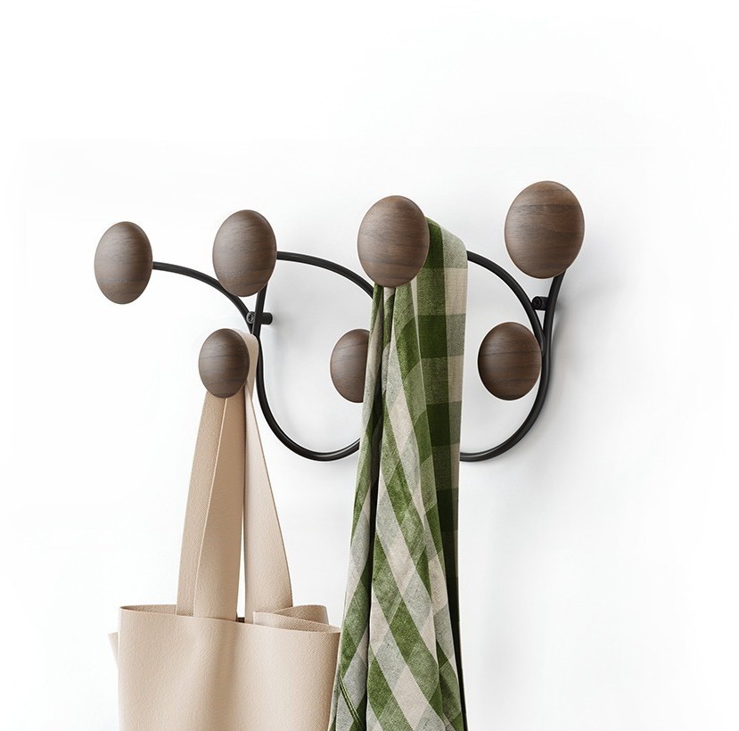 Вешалка настенная dotsy, черная/орех (75777)