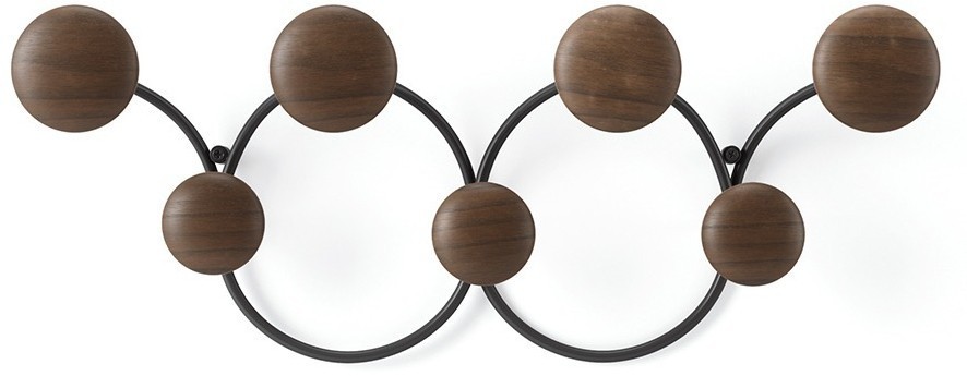 Вешалка настенная dotsy, черная/орех (75777)