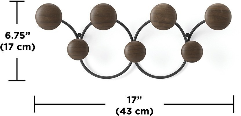 Вешалка настенная dotsy, черная/орех (75777)