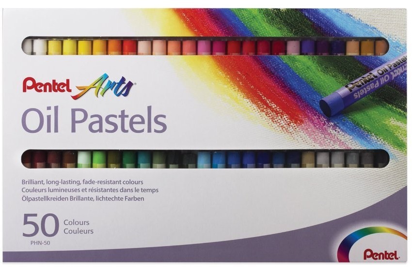 Пастель масляная художественная Pentel Oil Pastels 50 цветов круглое сечение PHN4-50/181304 (64977)