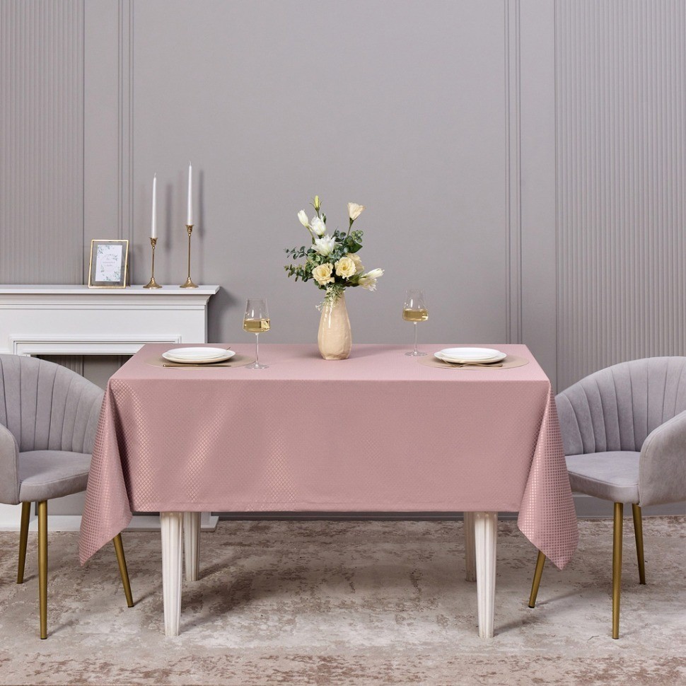 Скатерть 145х220см серый теплый  евроуголок 100% полиэстер SANTALINO (805-028-21)