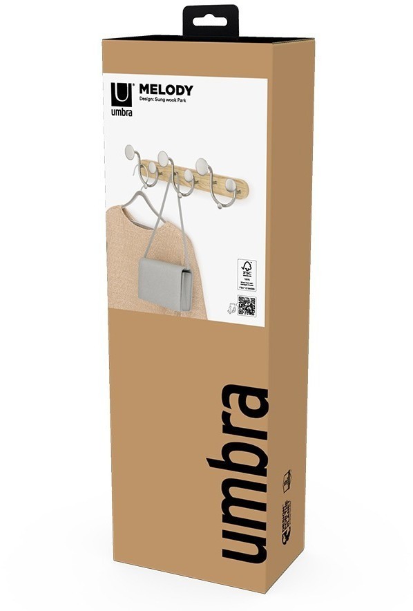 Вешалка настенная melody, натуральное дерево/никель (76802)