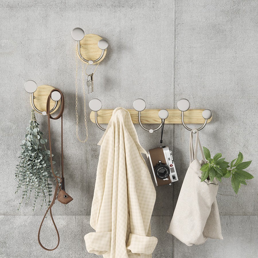 Вешалка настенная melody, натуральное дерево/никель (76802)