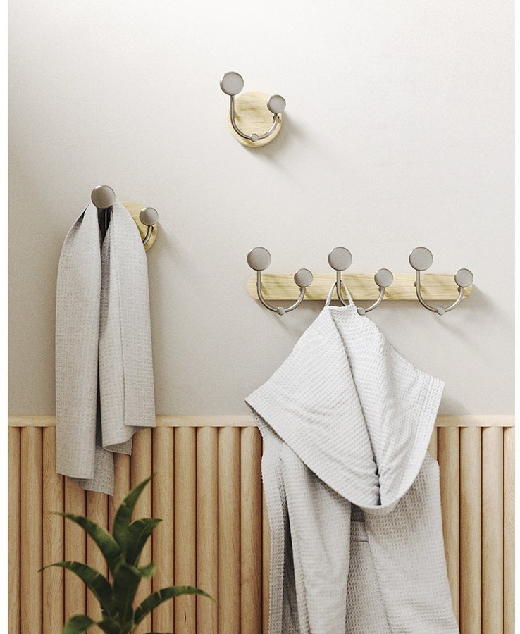 Вешалка настенная melody, натуральное дерево/никель (76802)