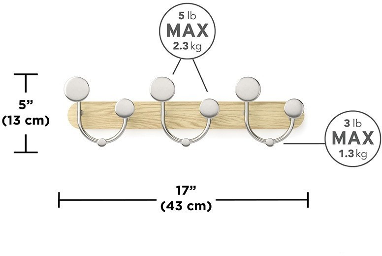 Вешалка настенная melody, натуральное дерево/никель (76802)
