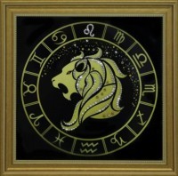 Картина Лев золото с кристаллами Swarovski (1730)