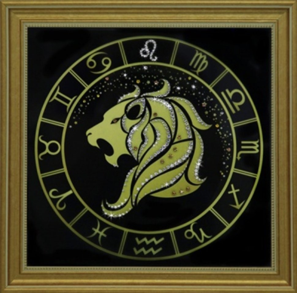 Картина Лев золото с кристаллами Swarovski (1730)