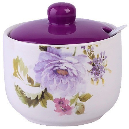 Сахарница с крышкой 520 мл с ложкой Цветы LORAINE (60237)