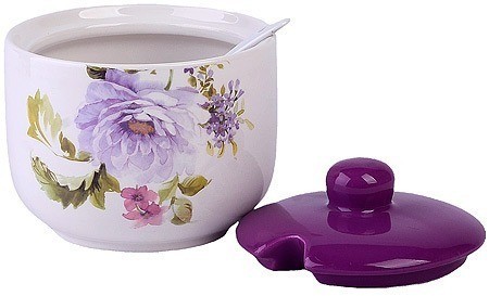 Сахарница с крышкой 520 мл с ложкой Цветы LORAINE (60237)