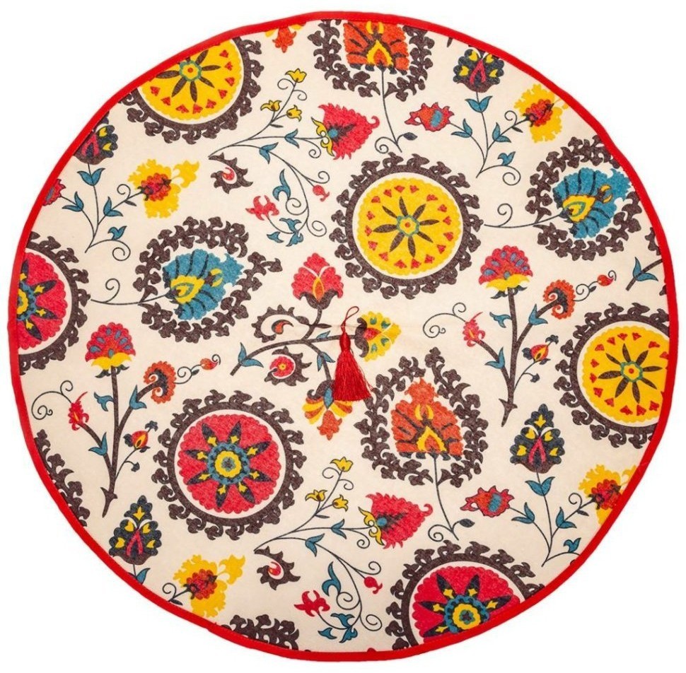 Полотенце кухонное круглое  "африка" d75см , 100% хлопок,красный, вышивка SANTALINO (850-854-9)