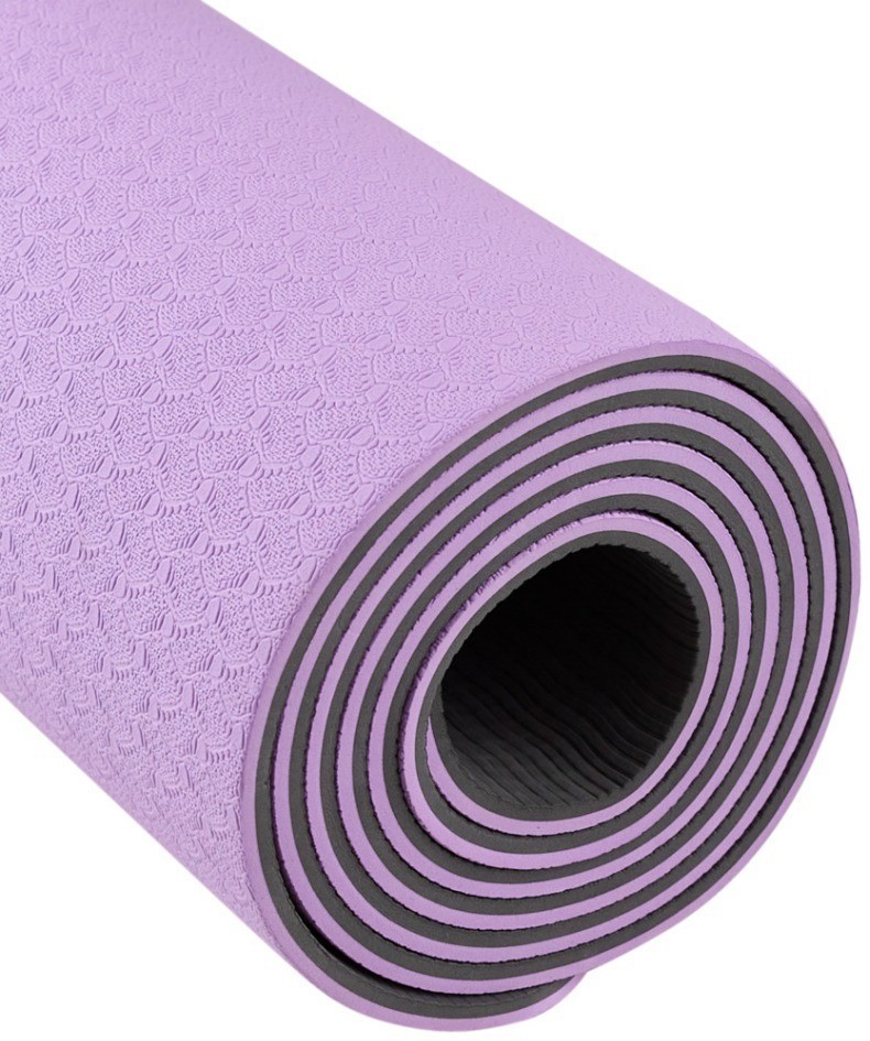 Коврик для йоги и фитнеса STARFIT FM-201, TPE, 183x61x0,6 см, фиолетовый пастель/серый (2103980)