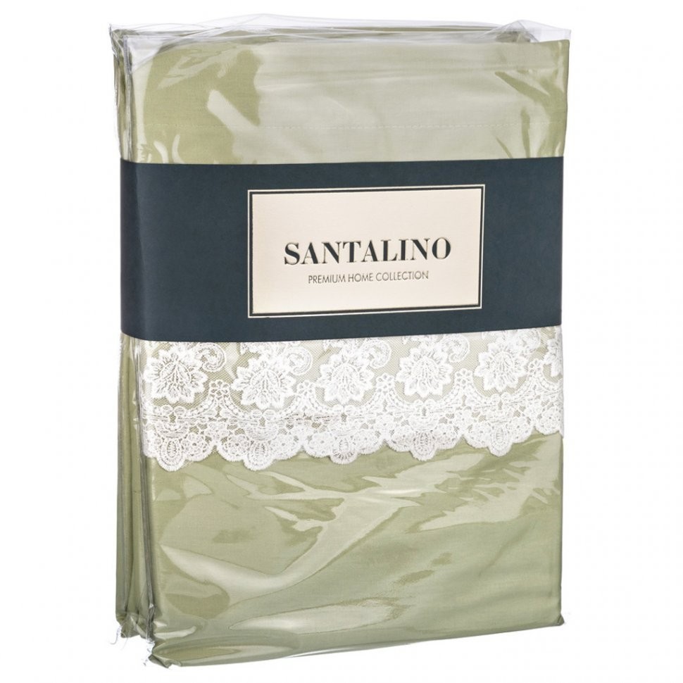Кпб "идиллия" 2-х сп, зелёное,кружево.под.175*215-1шт, прост.250*220-1шт, нав.50*70-2шт SANTALINO (984-605)