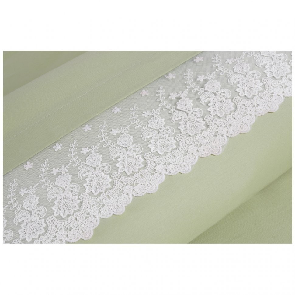 Кпб "идиллия" 2-х сп, зелёное,кружево.под.175*215-1шт, прост.250*220-1шт, нав.50*70-2шт SANTALINO (984-605)