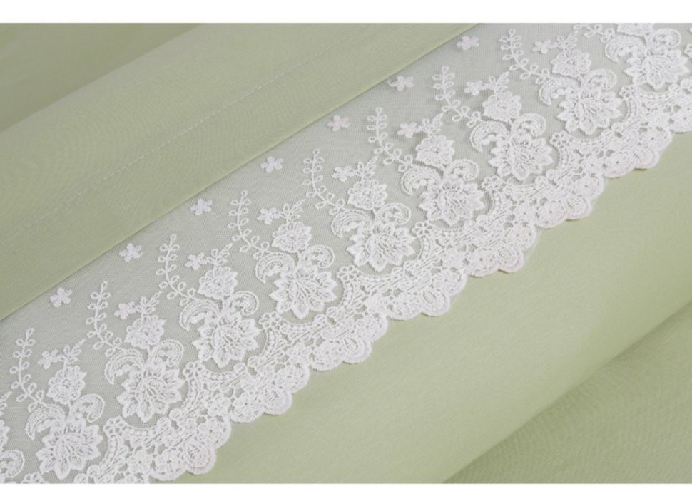 Кпб "идиллия" 2-х сп, зелёное,кружево.под.175*215-1шт, прост.250*220-1шт, нав.50*70-2шт SANTALINO (984-605)