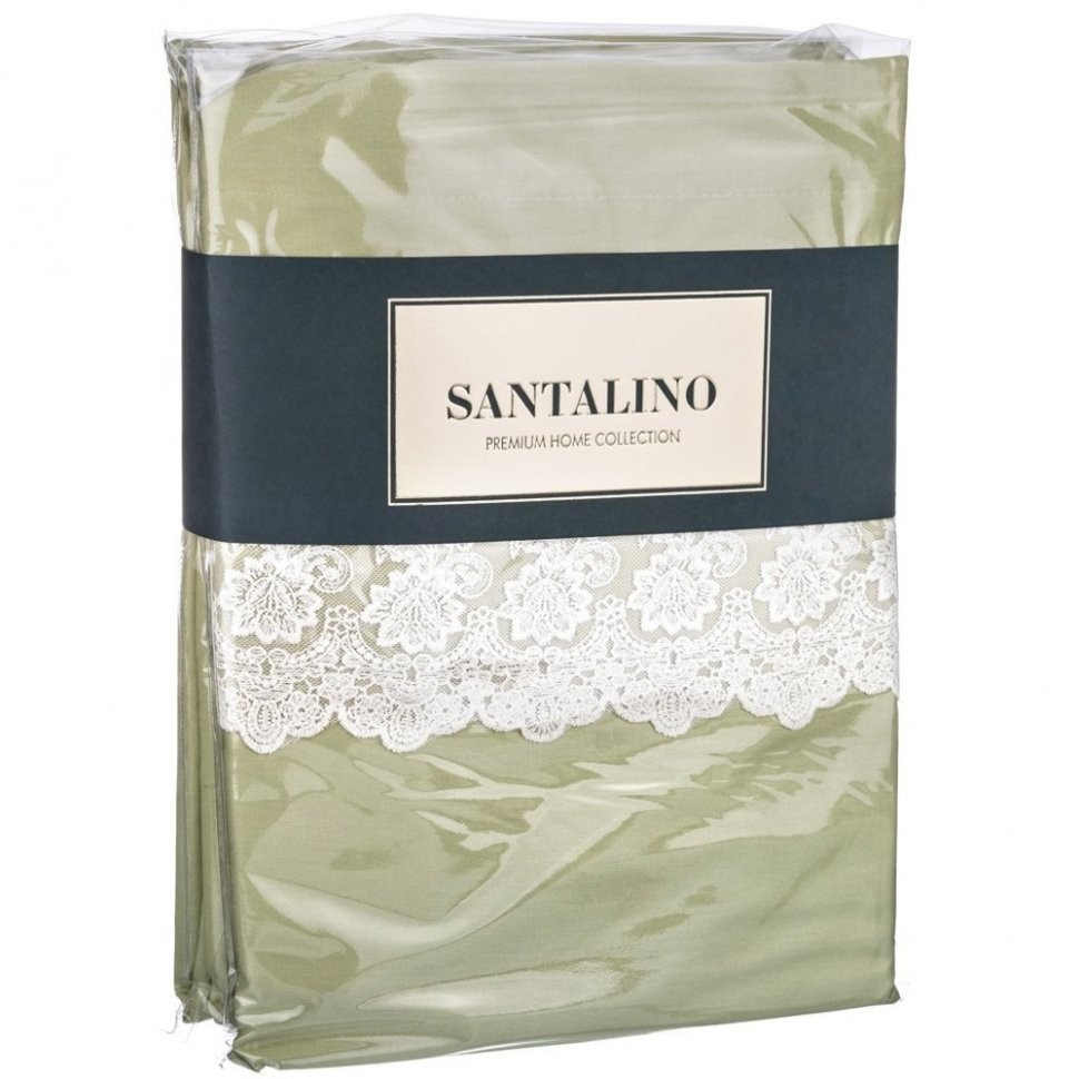 Кпб "идиллия" 2-х сп, зелёное,кружево.под.175*215-1шт, прост.250*220-1шт, нав.50*70-2шт SANTALINO (984-605)