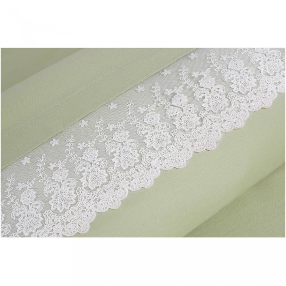 Кпб "идиллия" 2-х сп, зелёное,кружево.под.175*215-1шт, прост.250*220-1шт, нав.50*70-2шт SANTALINO (984-605)