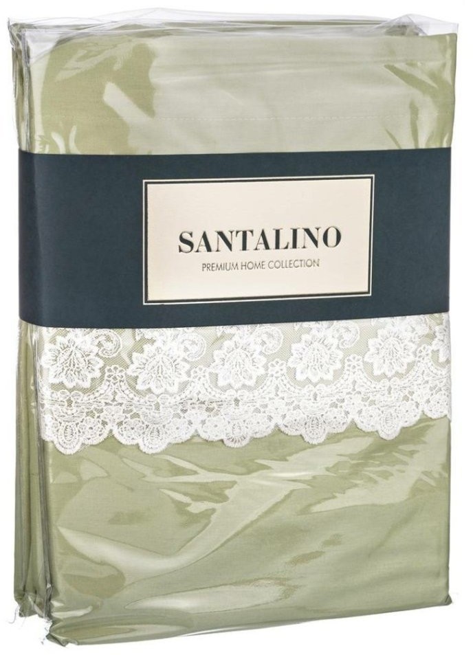 Кпб "идиллия" 2-х сп, зелёное,кружево.под.175*215-1шт, прост.250*220-1шт, нав.50*70-2шт SANTALINO (984-605)