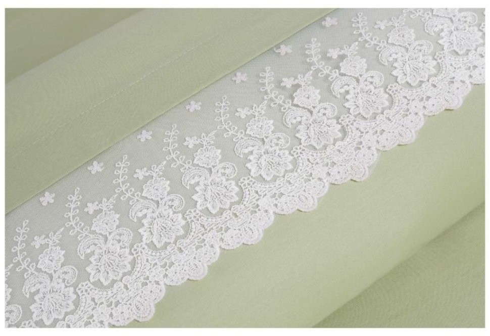 Кпб "идиллия" 2-х сп, зелёное,кружево.под.175*215-1шт, прост.250*220-1шт, нав.50*70-2шт SANTALINO (984-605)