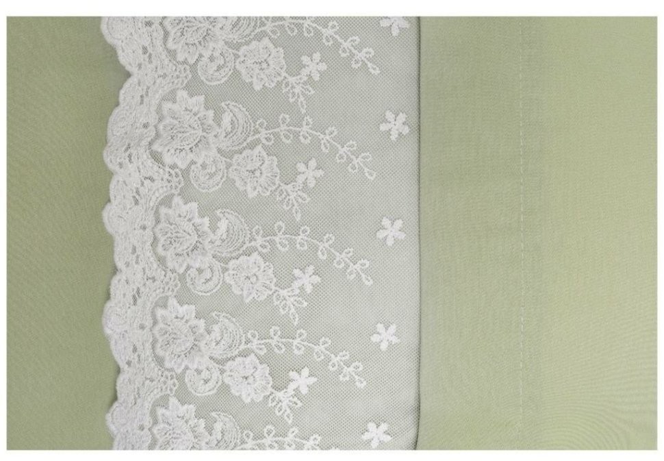 Кпб "идиллия" 2-х сп, зелёное,кружево.под.175*215-1шт, прост.250*220-1шт, нав.50*70-2шт SANTALINO (984-605)