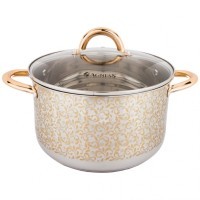 Набор посуды agness со стекл.крышками, 6пр. ковш 1,2л/ диа.14см, кастрюли 2,5л/18см, 3,5л/диа.20см Agness (937-747)