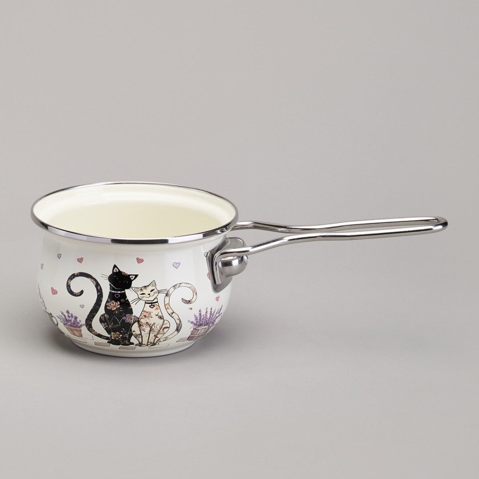 Ковш эмалированный серия "lavender cats" 0,9л, диа 14 см Agness (943-079)