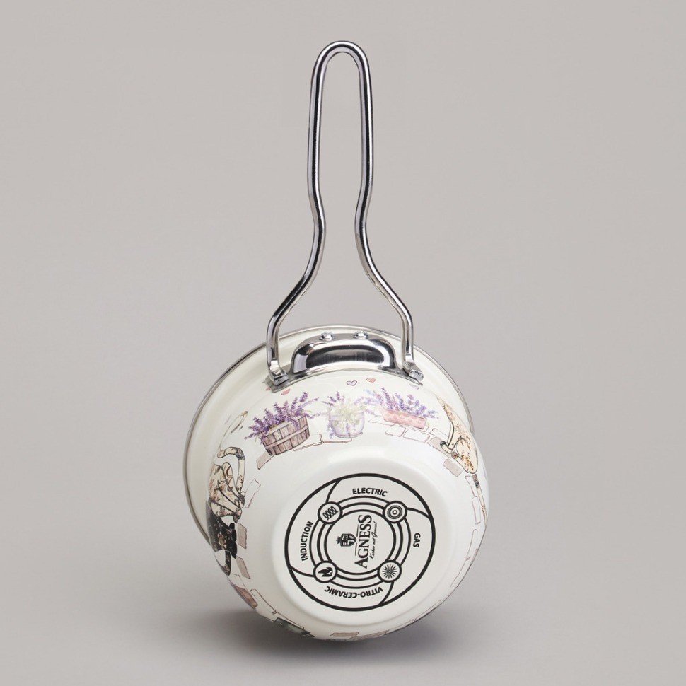 Ковш эмалированный серия "lavender cats" 0,9л, диа 14 см Agness (943-079)