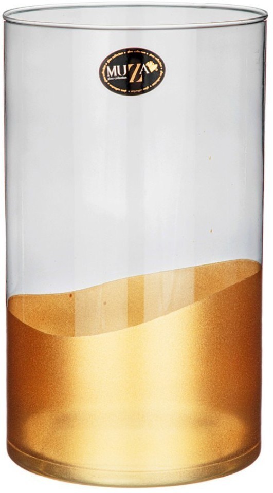 Ваза " modern cylinder" smoky/gold 25см Muza (380-911)