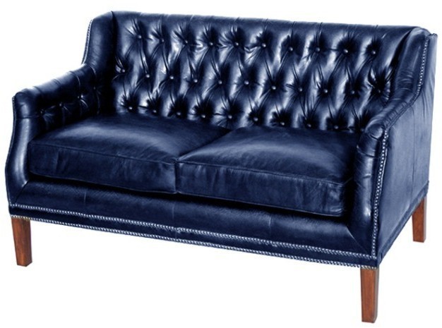 Диван 8829-2D/blueB#72, обивка кожа, ножки дерево, ROOMERS FURNITURE