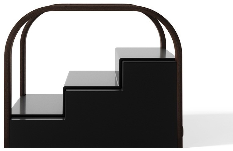 Полка для специй трехъярусная раздвижная bellwood, черная/орех (78715)