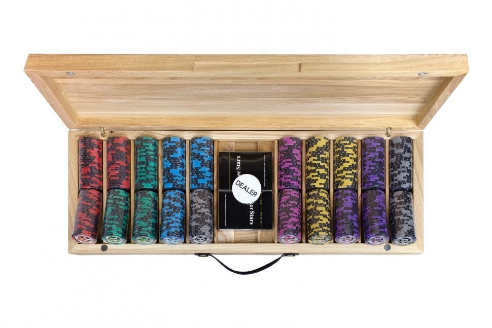 Набор для покера Black Stars на 500 фишек в кейсе из ясеня v2, Partida (64203)