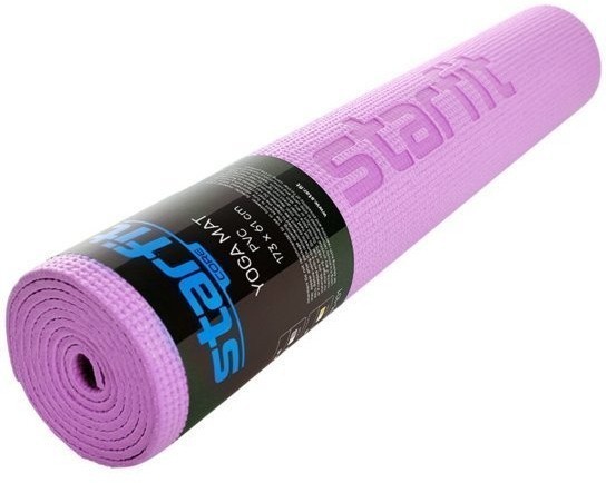 Коврик для йоги и фитнеса FM-101, PVC, 173x61x0,8 см, розовый пастель (1005323)
