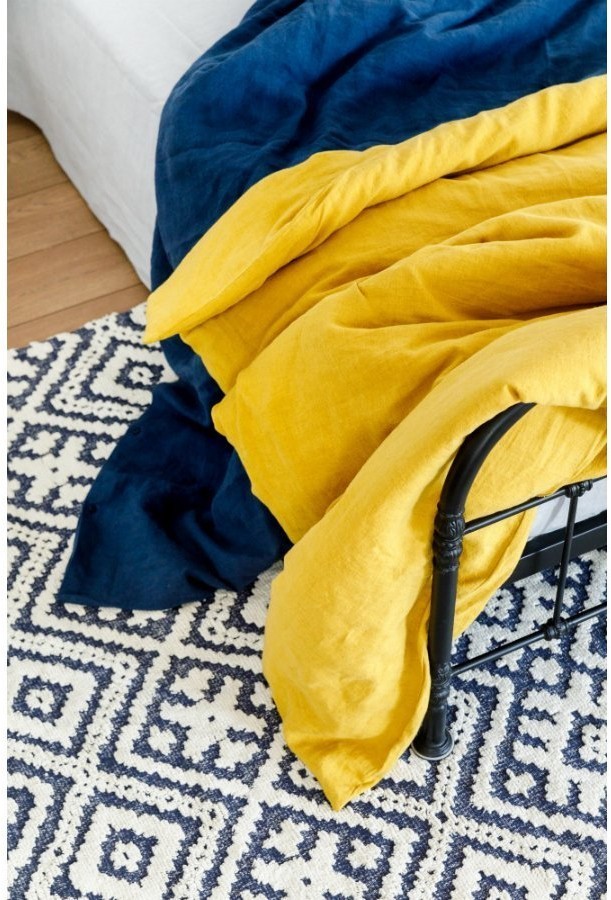 Пододеяльник изо льна темно-синего цвета essential, 200х200 см (63319)