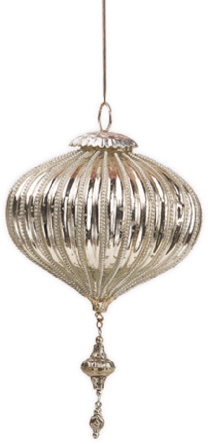 Новогодняя игрушка ATJ 557, стекло, Antique silver, RESTORATION HARDWARE