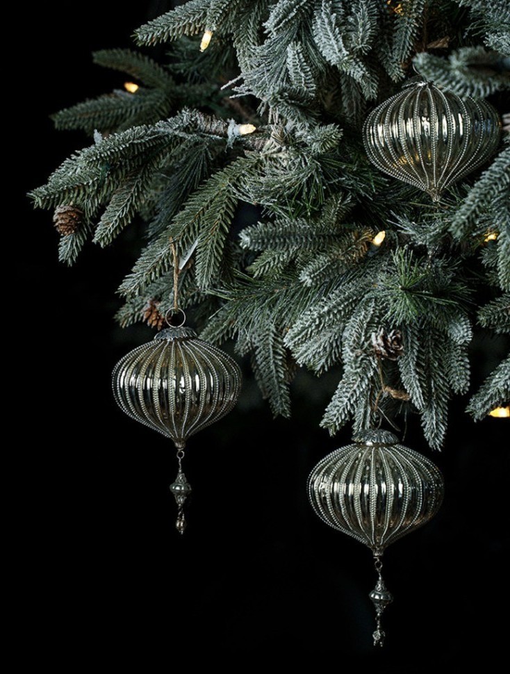 Новогодняя игрушка ATJ 557, стекло, Antique silver, RESTORATION HARDWARE