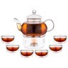 Чайный набор на 6 персон "double-wall" 7пр.: чайник 800мл + 6 чашек 60мл Agness (250-115)