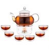 Чайный набор на 6 персон "double-wall" 7пр.: чайник 800мл + 6 чашек 60мл Agness (250-115)