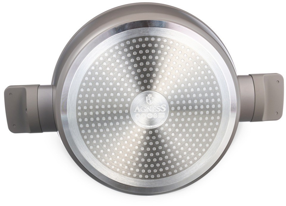 Сотейник со стекл. крышкой и антипригарным покрытием pfluon marble, 26*7,5 см Agness (902-105)