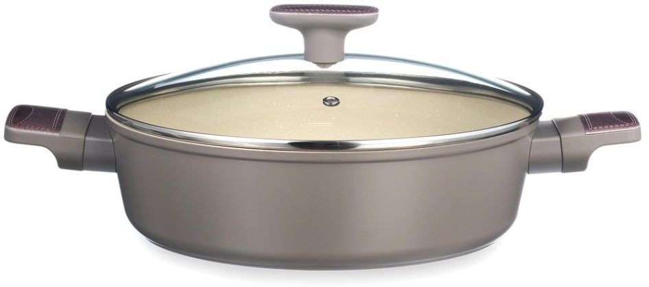 Сотейник со стекл. крышкой и антипригарным покрытием pfluon marble, 26*7,5 см Agness (902-105)