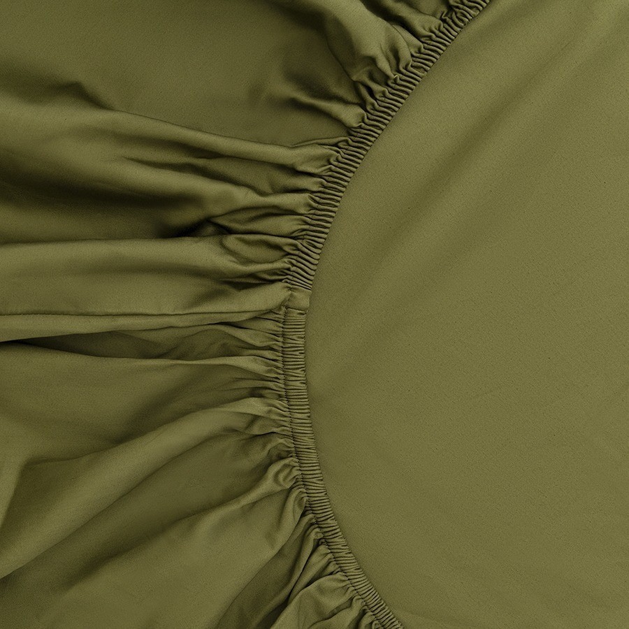 Простыня на резинке из сатина из коллекции meditation, olive, 160х200х30 см (77757)