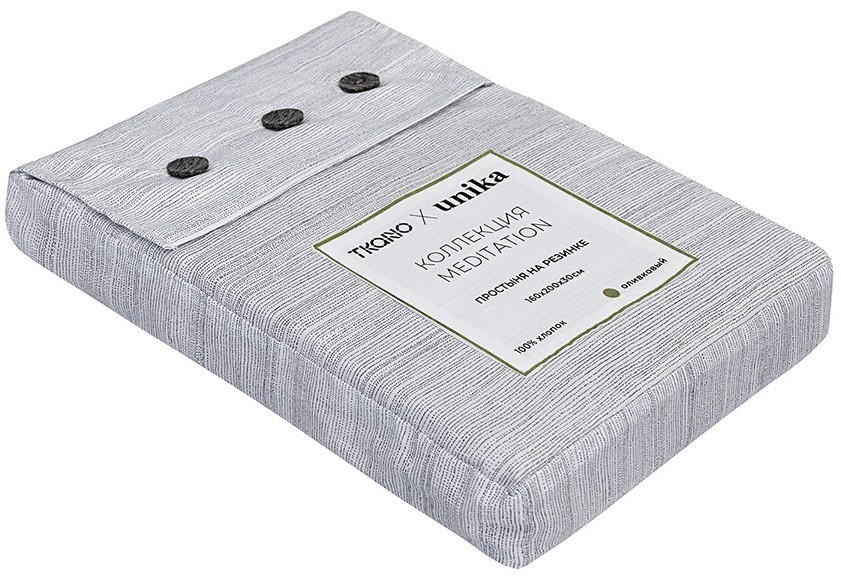 Простыня на резинке из сатина из коллекции meditation, olive, 160х200х30 см (77757)