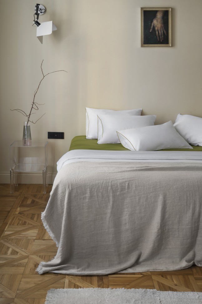 Простыня на резинке из сатина из коллекции meditation, olive, 160х200х30 см (77757)