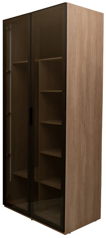 GD-10013/1-3 Шкаф Alto двухд c полками, цвет дуб Урбан Кофейный, дверцы стекло(тонир) 100*57*228.5см (TT-00014200)