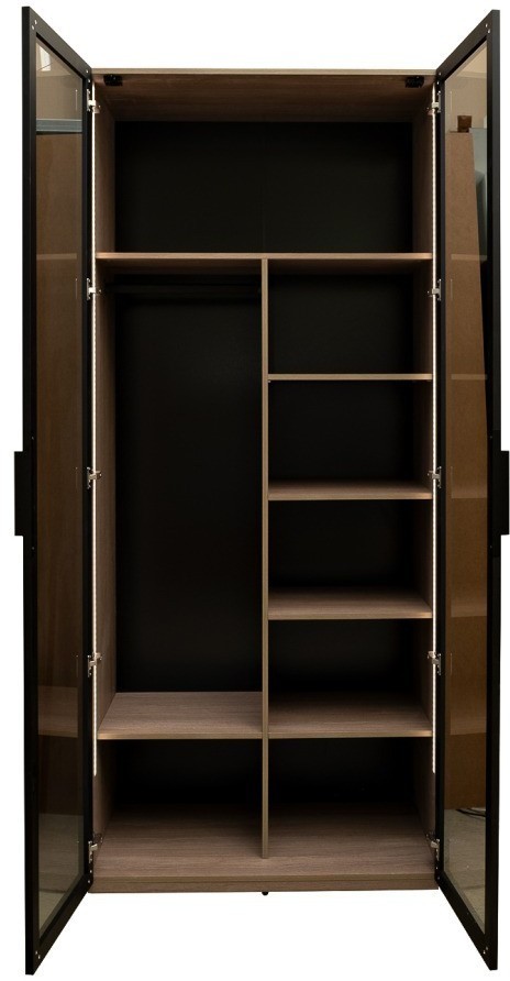 GD-10013/1-3 Шкаф Alto двухд c полками, цвет дуб Урбан Кофейный, дверцы стекло(тонир) 100*57*228.5см (TT-00014200)