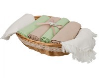 Комплект полотенец из 2-х шт 50х30 в корзине &quot;гуси&quot;,х/б 100%,вышивка/махра, белый+синий SANTALINO (850-840-1)