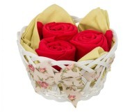 Комплект полотенец из 2-х шт 50х30 в корзине &quot;гуси&quot;,х/б 100%,вышивка/махра, белый+синий SANTALINO (850-840-1)