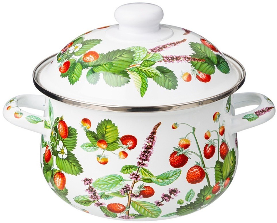 Кастрюля agness эмалированная с эмал.крышкой серия "фруктовая корзина", 2.0 л, 18*11 см (934-561)